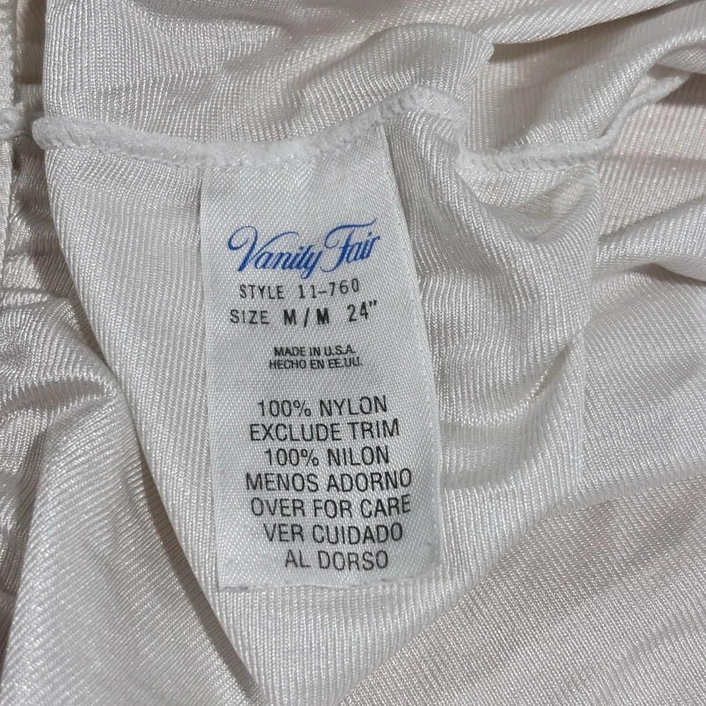 Vanity Fair Half Slip Off‎ White Nylon Lace Trim Lingerie Slit USA Womens M